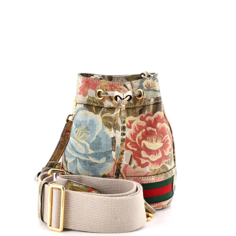 Gucci Mini Ophidia Bucket Bag Water Flora GG Coated Canvas